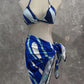 Women Swimsuit Split Swimsuit Bikini Striped Geometry Pattern One-Piece Swimsuit