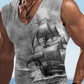 Sailor Suit 3D Ship Print T Shirt Men's Quick Dry Sleeveless Tank Top Oversized Fitness Sports Shirt Men's Design Clothing