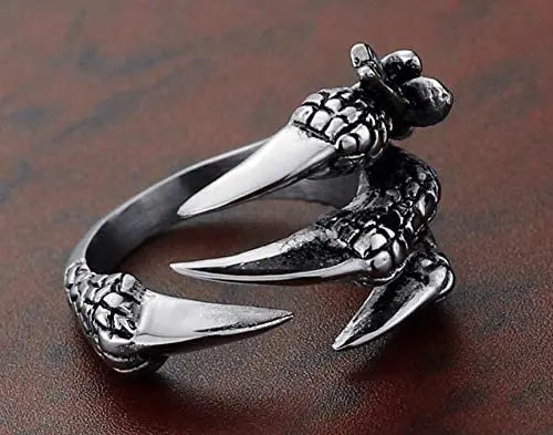 1pcs Titanium Steel Eagle Dragon Claw Halloween Skull Ring Hot Selling Men's Domineering Opening Rock Animal Jewelry