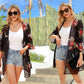 Women'S Summer Beach Kimono Cardigan Floral Print Chiffon Loose Top Bikini Cover Up Sexy Transparent Shawl Oversize Cardigan