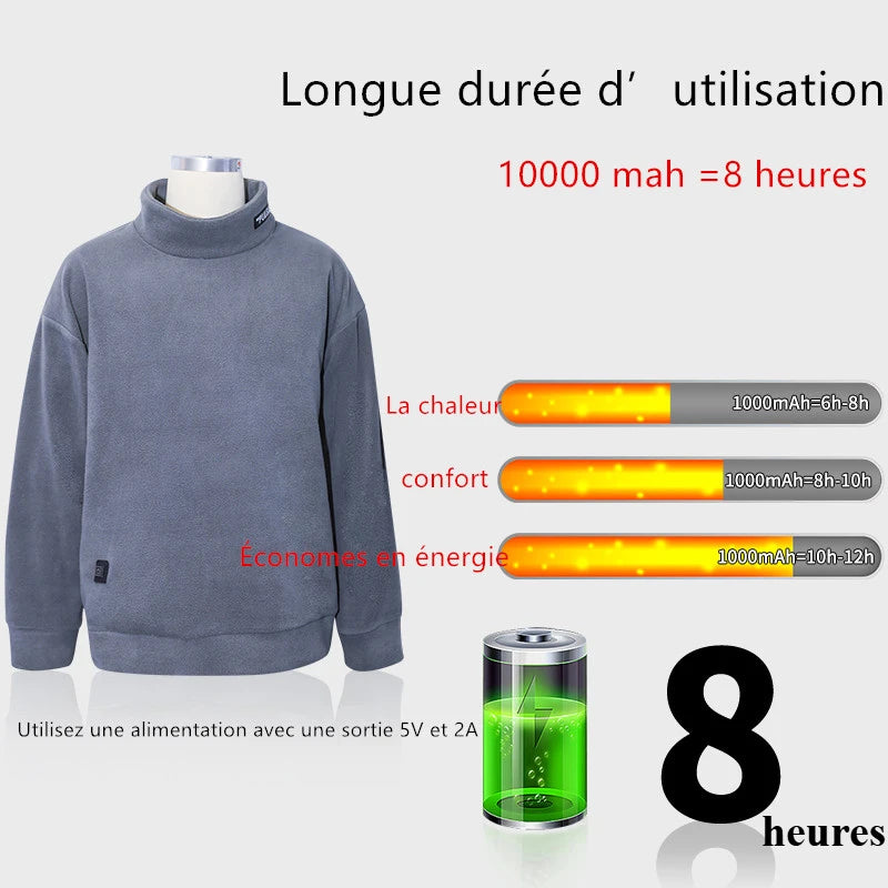 Veste chauffante zone hoodie électrique vêtements de sport pour hommes et femmes manteau chauffant manteau chauffant au graphène