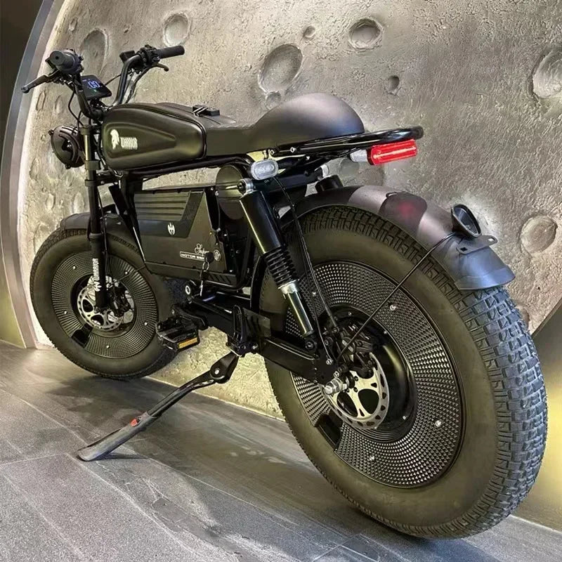 1500W 48V60AH Black Warrior Motorbikes 20inch Fat Tyre Electric Bike Adult Road Hydraulic brake E-bike Adult Road  Electric Bike