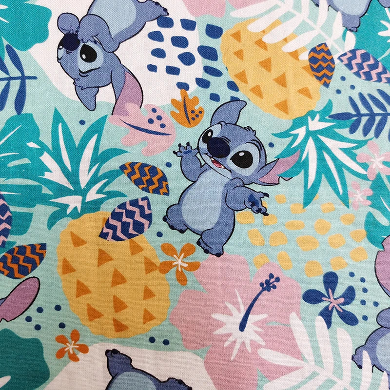 0.5X1.1 Meter Disney Lilo Stitch Cotton Fabric for Kids Clothes Textile Slipcover Sewing Quilting DIY Needlework Material