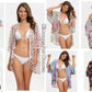 Women'S Summer Beach Kimono Cardigan Floral Print Chiffon Loose Top Bikini Cover Up Sexy Transparent Shawl Oversize Cardigan