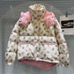 2024 winter Cartoon Bear baby girls Down cotton jacket 3-14 kids Warm loose hooded outerwear child coat manteaux fille 100-170