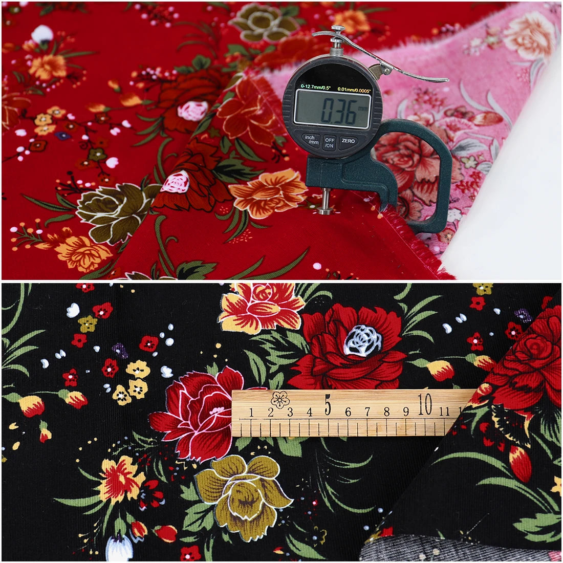 100% Cotton Floral Fine Corduroy Fabric For Making Apparel Dress Soft Sewing Diy Material Peony Design