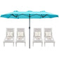 13FT Umbrella Outdoor Terrace, Double sided Pool Umbrella with Anti Fading Canopy, Large Table Umbrella for Deck and Backyard