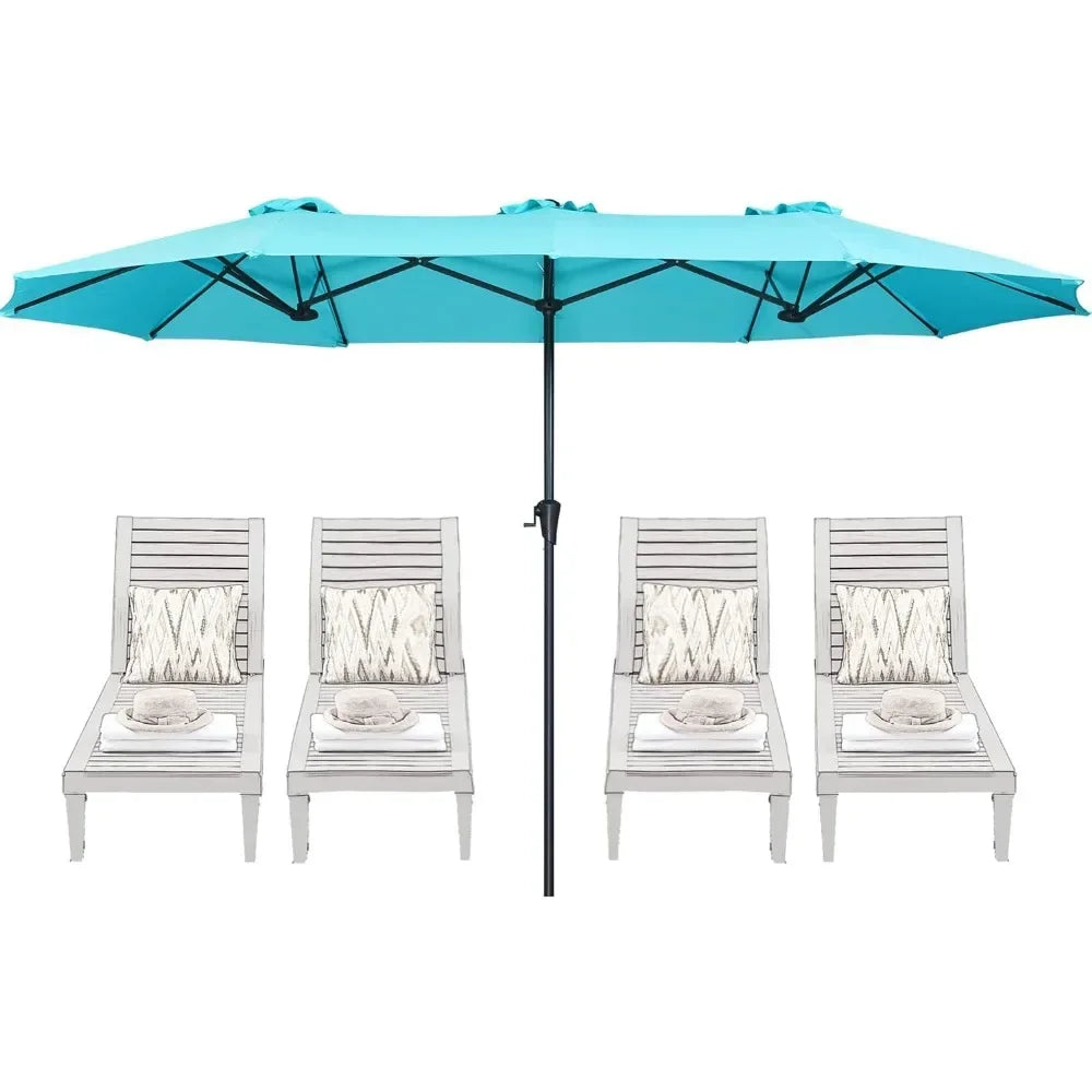 13FT Umbrella Outdoor Terrace, Double sided Pool Umbrella with Anti Fading Canopy, Large Table Umbrella for Deck and Backyard