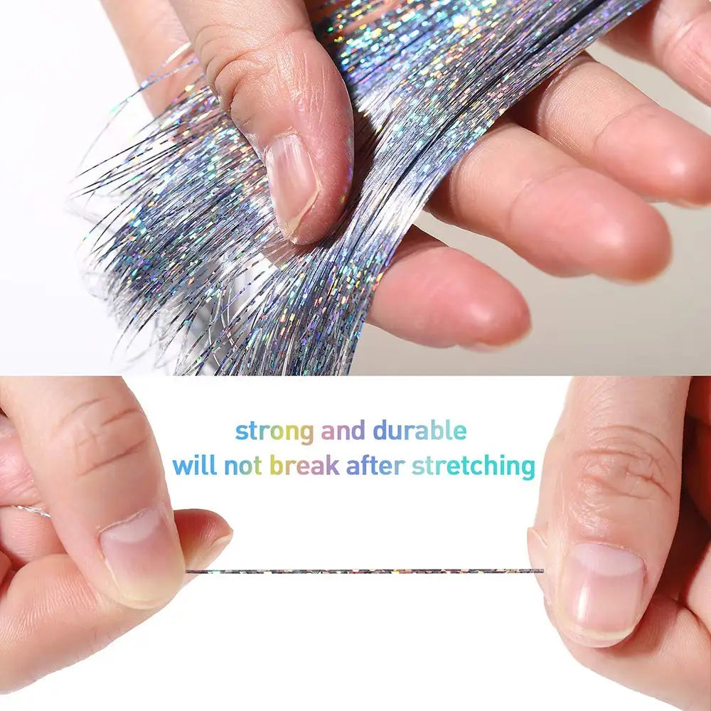 120cm/150Pc  Sparkle Shiny Hair Tinsel Hair Extensions Dazzles Women Hippie for Braiding Headdress Hair Braiding Tools