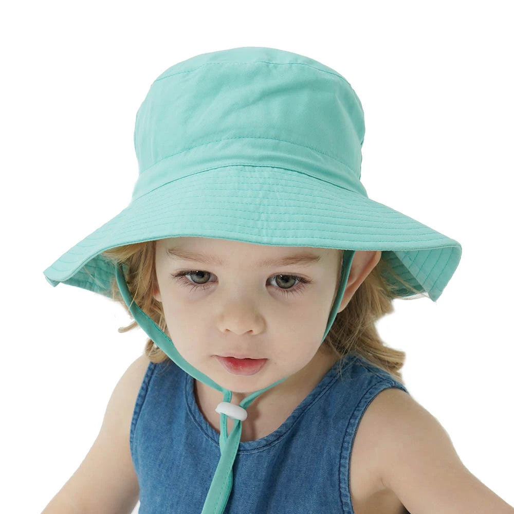 Adjustble Sun Hat Summer Beach Breathable Solid Color Unisex Baby Sunhat Summer Hat For Child Children Sunshade