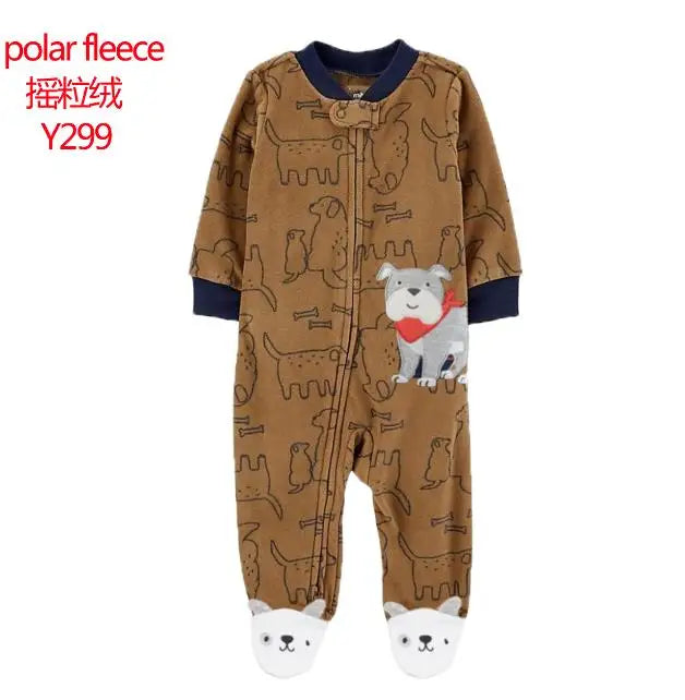 Baby Pajamas Zipper Fleece Newborn Girls Romper Warm Winter Underwear One Piece Overalls Boys Outfits Truck Infants Clothes