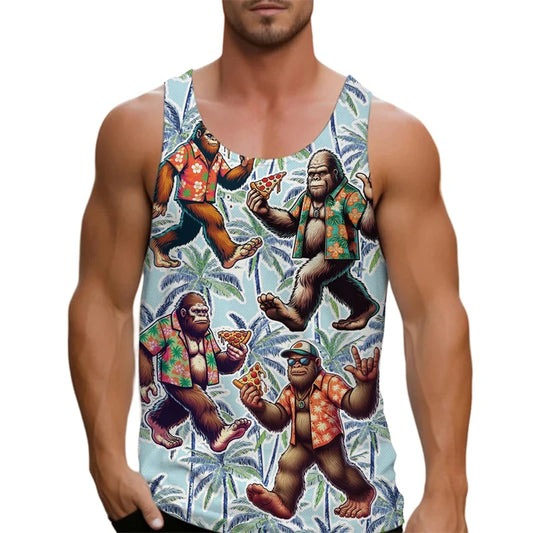 Funny Cat Pizza Graphic Tank Tops Men Women 2025 Sleeveless Tees Y2k Shirt Hawaii Beach Vest Top Unisex Cartoon Undershirt