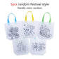 5/10pcs Festival Gift Bags Non Woven Fabric Christmas Halloween Easter Double Sided Graffiti Party Festival Tote Bag TMZ