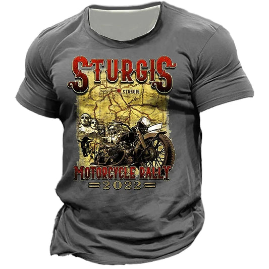 Summer Motorcycle T-shirt For Men Motor Biker 3d Print Vintage Short Sleeve Old Man Tee Shirt Homme Moto T-shirt Racing Camiseta