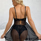 Women Underwear Porn Sexy Lingerie Dress V-Neck Lace See Through Nightdress Nightgown with Panties Set Erotic Babydoll