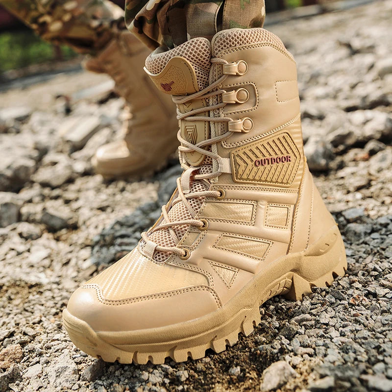 YISHEN Men Military Tactical Boots Ankle Boost Special Force Desert Safety Shoes Combat Army Boots Bottes Militaires Pour Hommes