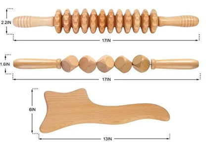 3 In 1 Professional Wooden Cup Anti Cellulite Massager Therapy Roller Rod Body Shape Health Care Relieve Pain Protable