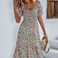 Ladies Sexy Vintage Floral Print Boho Summer Dress Women Casual Elastic Bohemian Beach Dress Women Sundress Robe Vestidos Female