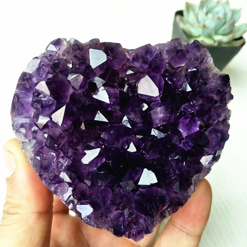 High Quality Uruguay Amethyst Geode Crystal Heart Natural Stone Quartz Cluster Room Decor Display Amethyste Pierre Naturelle