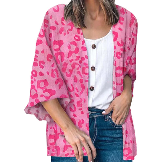Women'S Summer Beach Kimono Cardigan Floral Print Chiffon Loose Top Bikini Cover Up Sexy Transparent Shawl Oversize Cardigan