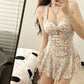 Women Hanging Neck Sweet Cute Swimwear Sexy One-piec Beach Wear Swim Suit Beach Dress Swimsuit High Waist Bikinis Set for Girls