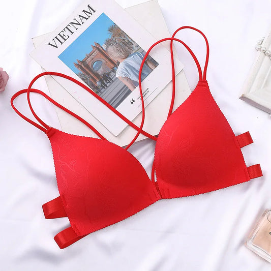Women Flower Printed Bras Front Buckle Wireless Bralette Sexy Lingerie Comfort Push Up Floral Bras
