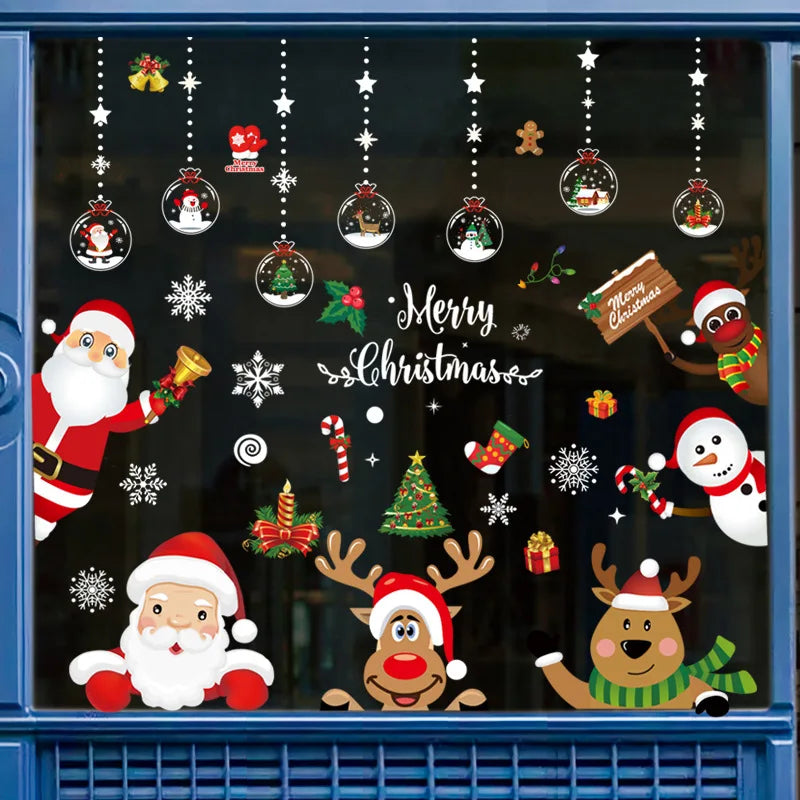 2022 Navidad Decor 1set Christmas Window Sticker Pattern Xmas Noel Gifts Christmas Decorations for Home Ornaments New Year 2023