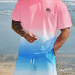 2 Piece Summer Casual Everyday Men's Short Sleeve Shorts Set Hawaiian Print Men's T-shirt Outdoor Sports Men's Beach Shorts