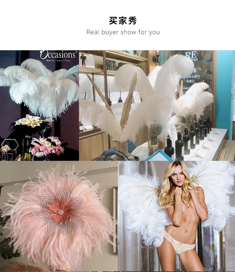 White Ostrich Feather Plumes Decor 15-70cm Big Ostrich Feathers Carnaval Table Centerpieces Party Wedding Accessories Decoration