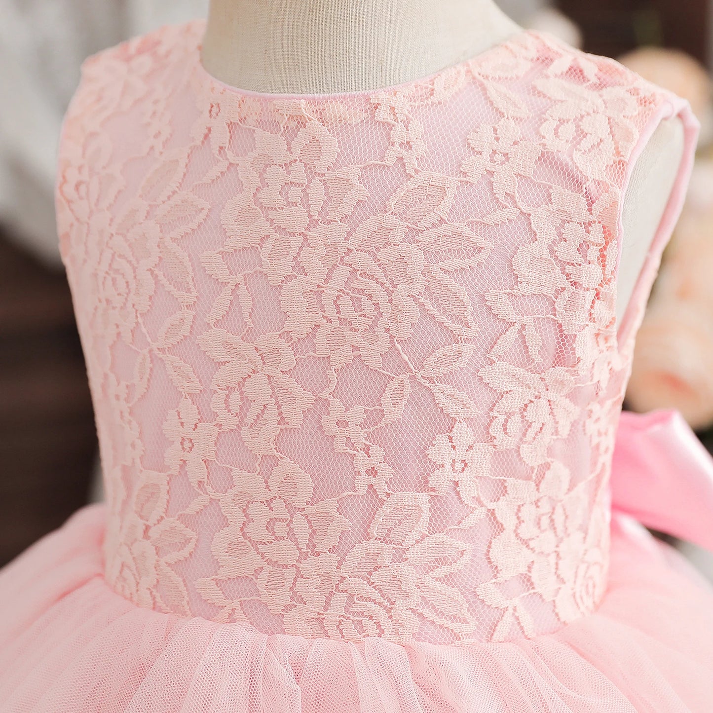 Flower Girls Dress 2-6 Yrs Backless Lace Girls Princess Dresses Sleeveless Wedding Birthday Party Evening Gown Baby Summer Dress