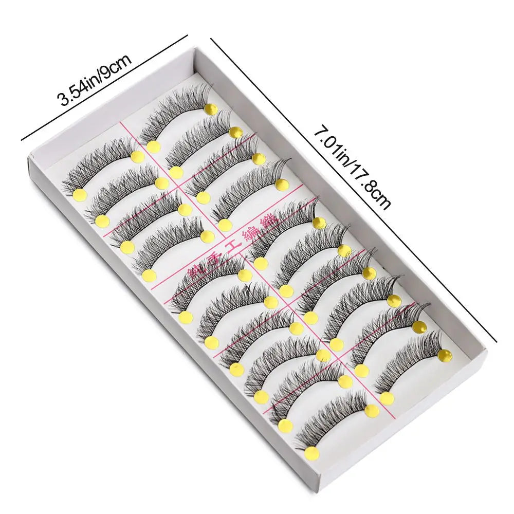 10 Pairs Handmade Natural Long False Eyelashes Makeup Maquillage Eyelashes Cilia Cilios Fake Lashes Faux Cils Eye Makeup Tools