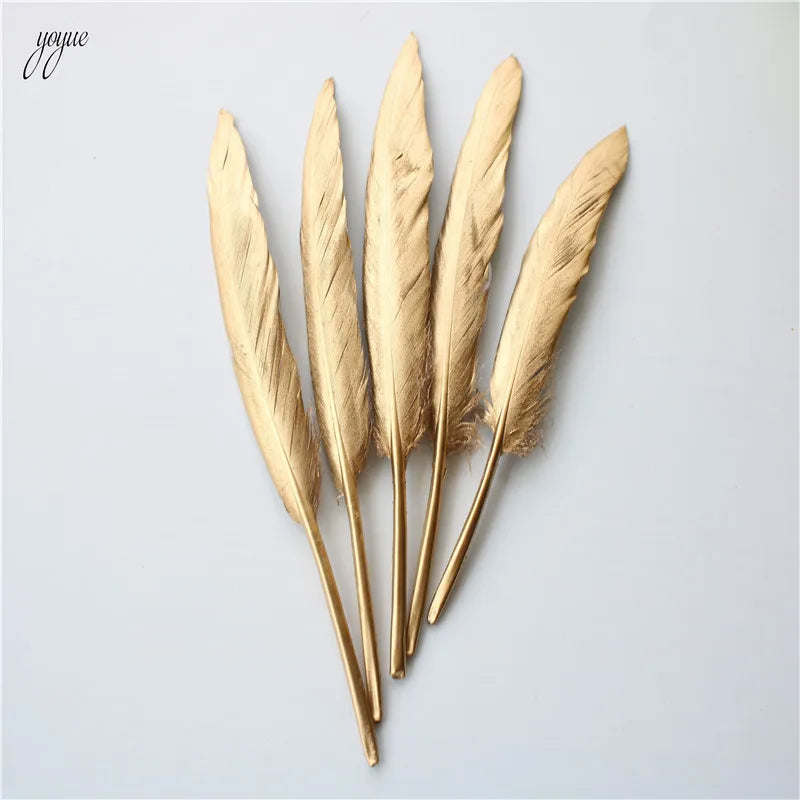 Gold Dipped Mint Green Duck Feathers Goose Feathers For Crafts 10-15cm/4-6inch Natural Feather Plumes For Jewelry Making Decor