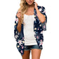 Women'S Summer Beach Kimono Cardigan Floral Print Chiffon Loose Top Bikini Cover Up Sexy Transparent Shawl Oversize Cardigan