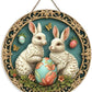 Round Wooden Sign Easter Bunny Art Logo Decoration, Suitable for Bar Home Living Room Room Courtyard Wall Decoration