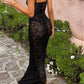 CHRONSTYLE Sexy Women Lace Floral Long Dress Sexy Mesh See Through Summer Dress Sleeveless Strap Back Split Black Beach Vestidos