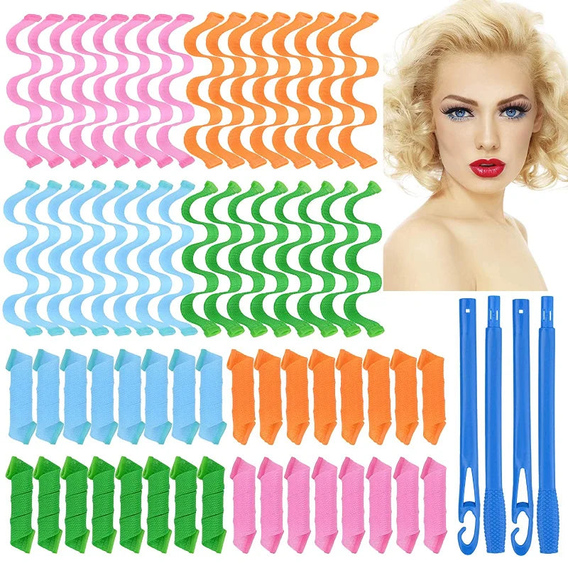 10/12pcs Heatless Hair Curlers No Heat Hair Wave Formers Spiral Wavy Curls Curling Rod Women Hairstyle Roller Hair Styling Tools