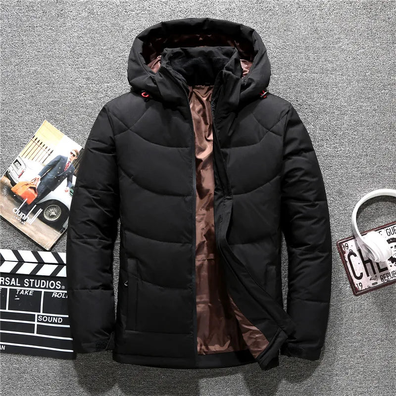 High Quality Brand Men's Winter Coat Casual Hat Detachable White Duck Down Jacket for Men Warm Windbreaker Doudoune Hiver Homme