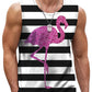 Mens Retro Stripe 3D Printed Tank Tops Fashion Summer Sleeveless Casual Sports Vest Loose Quick Dry Breathable Tees Clothes