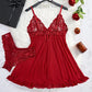 Tulle Suspenders Exquisite Women's Lencerias Lace V-Neck Underwear Semi-transparent Thong Dress Set Females Lingerie Nightgowns