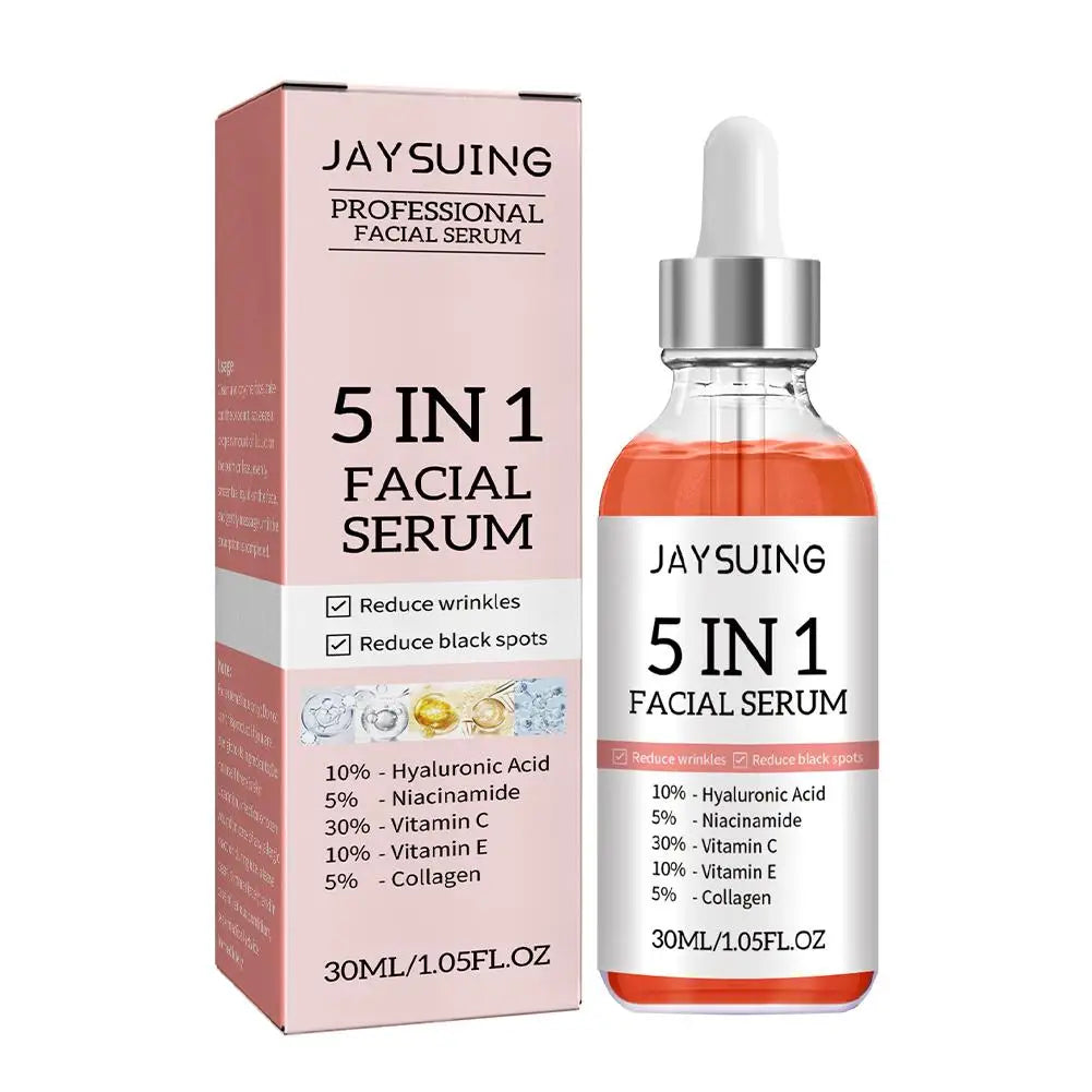 5 In 1 Moisturizing Whitening Anti Wrinkle Aging Vitamin C Hyaluronic Acid Face Serum Shrink Pores Serum Skin Care 30ml