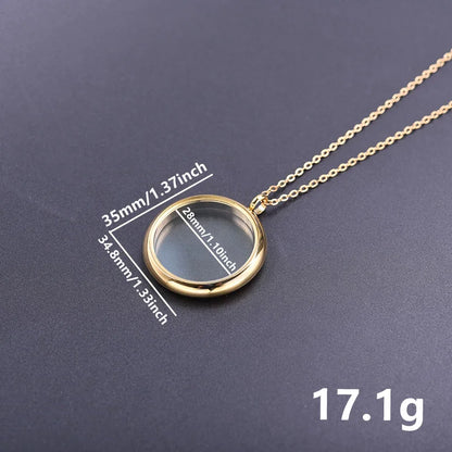 1Pc 17/28/32mm Stainless Steel Round Memory Ashes Locket Pendant Men Necklaces Diy Floating Relicario Coin Bezel Collar Jewelry