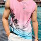 Summer Daily Casual Men's Tank Top Hawaiian Style Fish Print Men's Tank Top Seaside Party Men's Fashion Sleeveless T-shirt