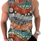 Mens Retro Ethnic Graphic Tank Tops Summer Casual Crew Neck 3D Printed Sleeveless Vest Fashion Breathable Sports Tees Tops