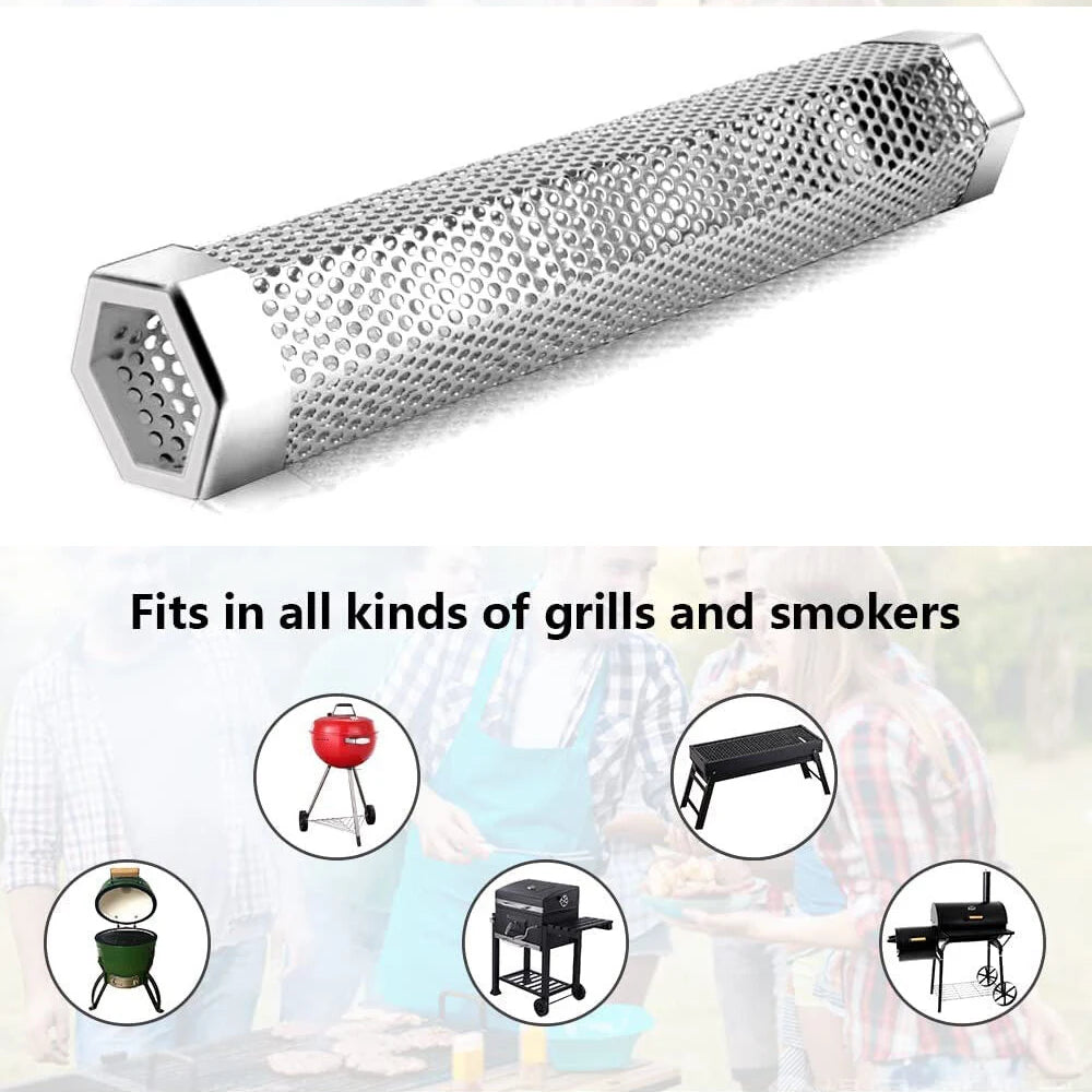 BBQ Smoke Tubes for Wood Pellet Smokers 12" 304 Stainless Steel Hot & Cold Smoke Generator BBQ Grill Home Barbecue Accessories