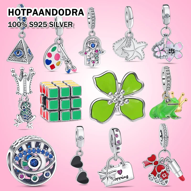 Fits Original Pandora Charms Bead 925 Silver Summer Element Shell Palette Crown Flower Beads For Women Pendant DIY Smart Jewelry