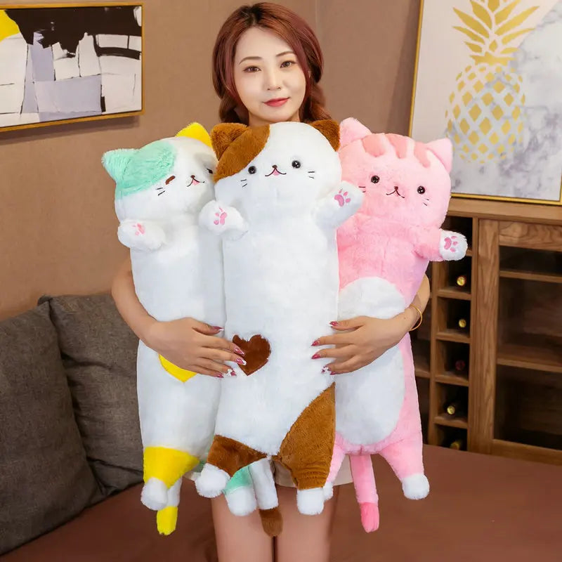 80CM New Soft Long Cat Boyfriend Pillow Plush Toys Stuffed Pause Office Nap Sleep Cushion Gift Doll for Kids Girls