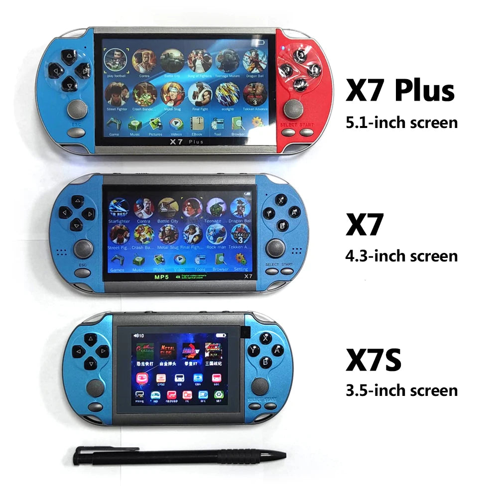 X7 Plus Handheld Game Console 5.1 Inch HD Screen Portable Audio Video Player Classic Play Built-in 10000+ Free Retro Games