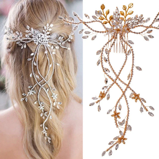 Elegant Crystal Wedding Hair Combs Hair Accessories for Bridal Pearl Rhinestone Headpiece Women Bride Hair Ornaments Jewelry