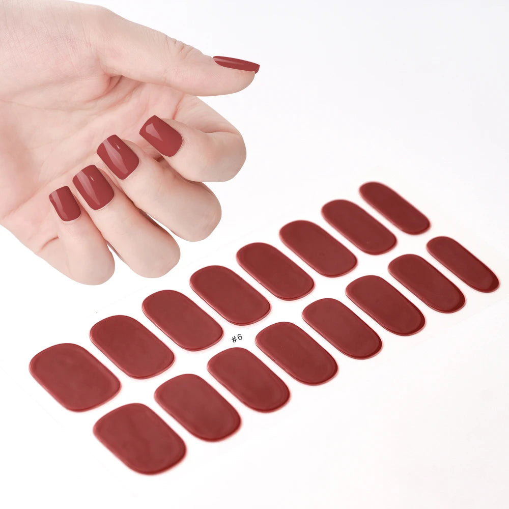 14pc Transparent Semi Cured Gel Nail Strips Nail Strengthening Gel Slider Long-Lasting Clear Crystal Gel Waterproof UV Stickers