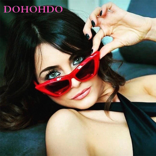 DOHOHDO Retro Cat Eye Sunglasses Women Fashion Colorful Green Sun Glasses Lady Vintage Shades Eyewear Oculos Lunette De Soleil